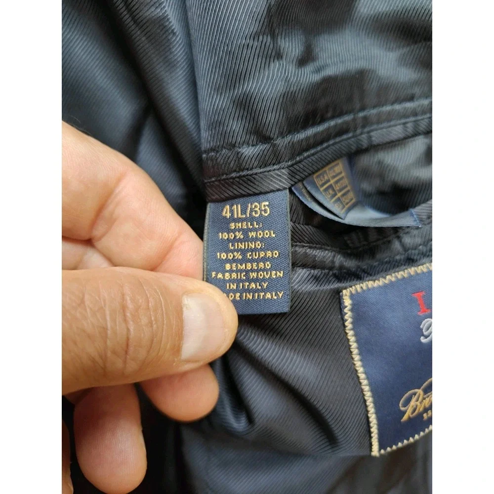 Brooks Brothers Mens 41L 1818 Fitzgerald Wool Sport Coat Blue Stripe Italy 2-Btn